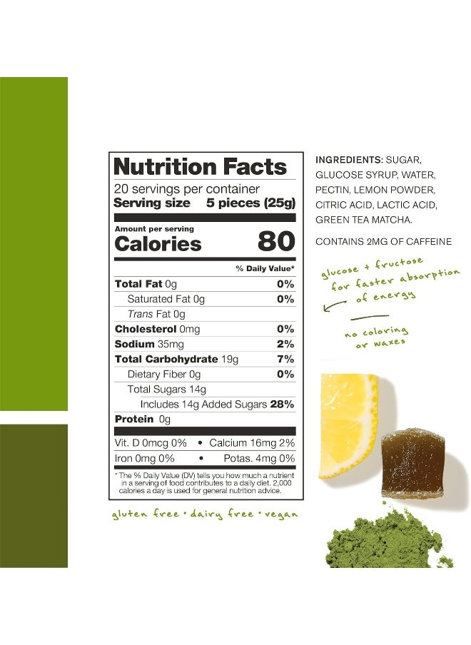 Sport Energy Chews: Matcha Green Tea and Lemon, Box of 10