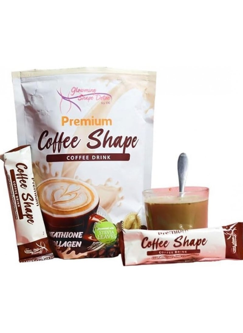 Glowming Shape Detox Premium Coffee Shape – Slimming Coffee with Glutathione, Collagen & Stevia – Skin Glow & Weight Management Drink – 10 Sachets x 20g