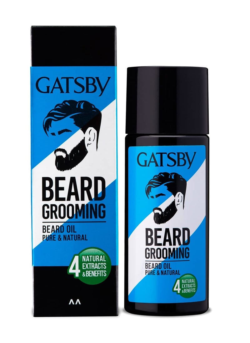 Gatsby Beard Oil - Pure and Natural Non-Sticky and Quick Absorbing Pleasant Fragrance Helps Beard Growth Better Growth and Thicker Beard Multipurpose Oil for Beard and Hair Natural Extracts 50ml