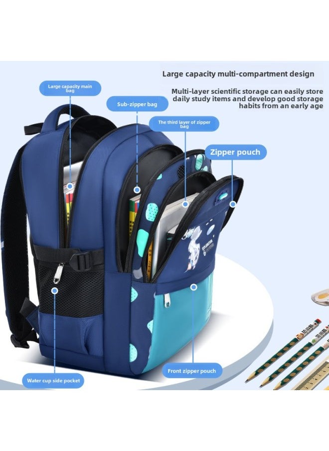 Astronaut Primary School Student Schoolbag Burden Reduction Spine Protection Backpack Waterproof Printing Spaceman Backpack Wholesale-Color:Black Small Size