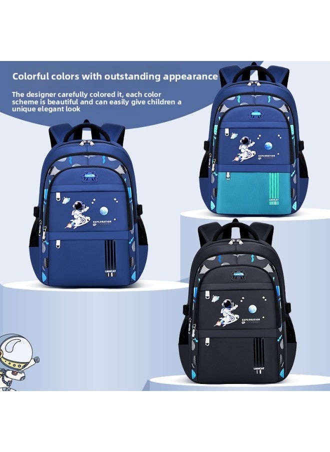 Astronaut Primary School Student Schoolbag Burden Reduction Spine Protection Backpack Waterproof Printing Spaceman Backpack Wholesale-Color:Black Small Size
