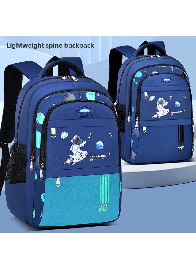 Astronaut Primary School Student Schoolbag Burden Reduction Spine Protection Backpack Waterproof Printing Spaceman Backpack Wholesale-Color:Black Small Size