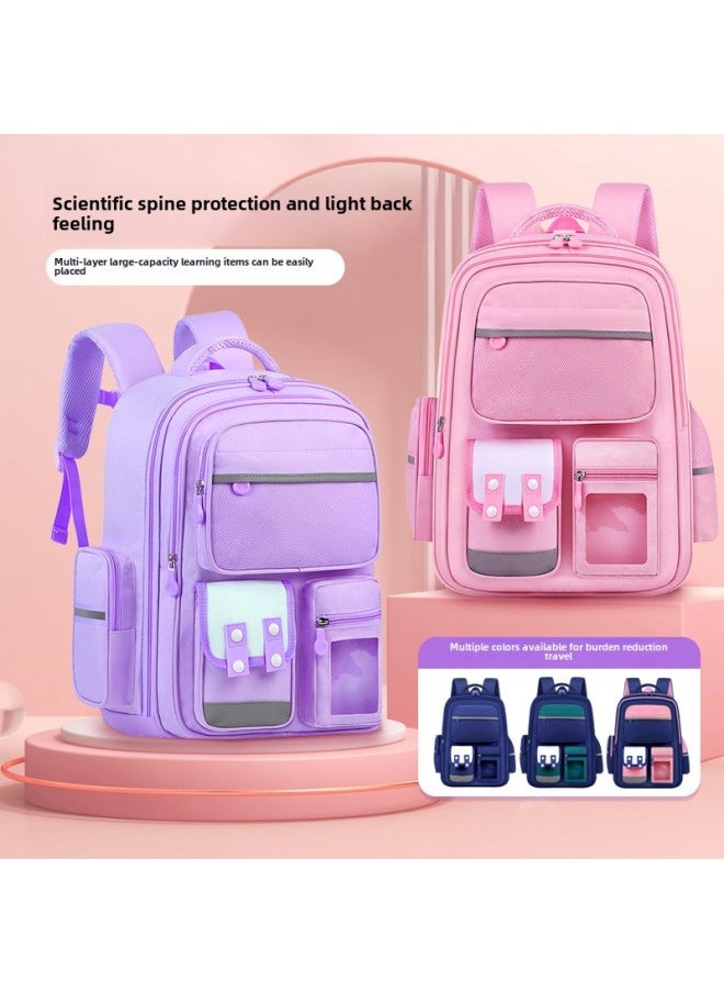Kulomi Male And Female Primary School Schoolbag One, Two, Three To Six Grades Children's Ridge Protection Backpack Wholesale-Color:Royal Blue-Size:Small Size 3 Cards + Doll (doll) + Pencil Case