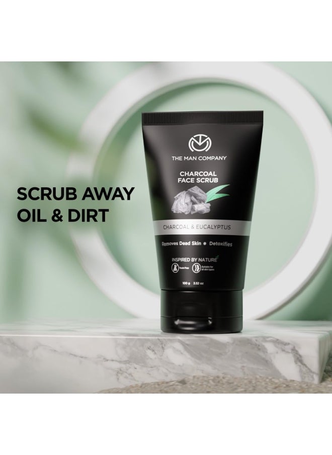 The Man Company De Tan Face Care Kit for Glowing & Moisturised Skin with Charcoal Face wash, Scrub & Moisturizing Cream - Set of 3