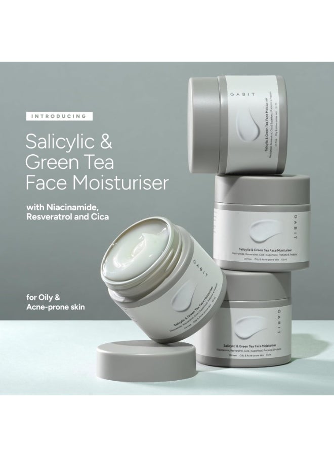 Oily Skin Essentials Kit for Oily & Acne Prone Skin | Salicylic Acid Face Wash, Salicylic & Green Tea Face Moisturizer | Reduces Breakouts, Open pores, Blackheads, Whiteheads| Women & Men, 150ml