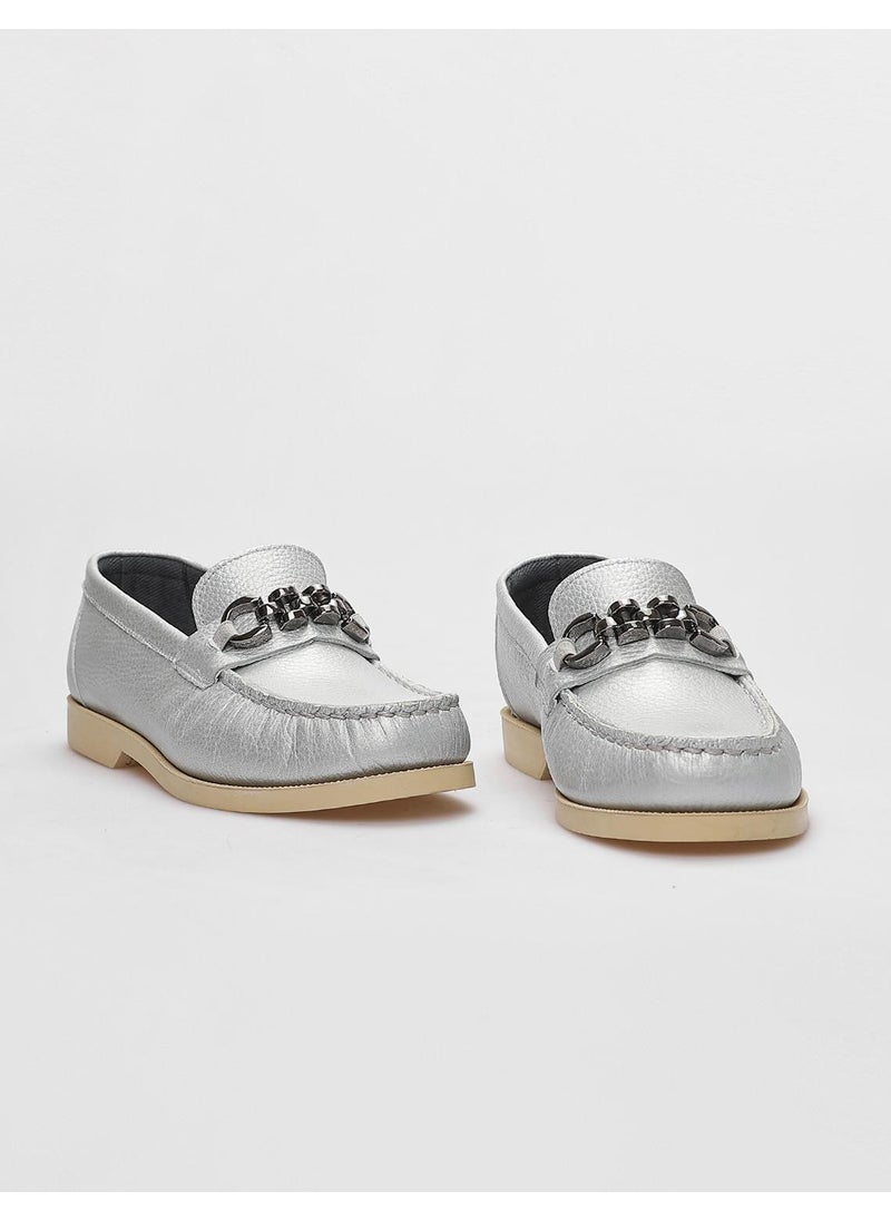 Leather Gray Buckle Women's Casual Shoes
