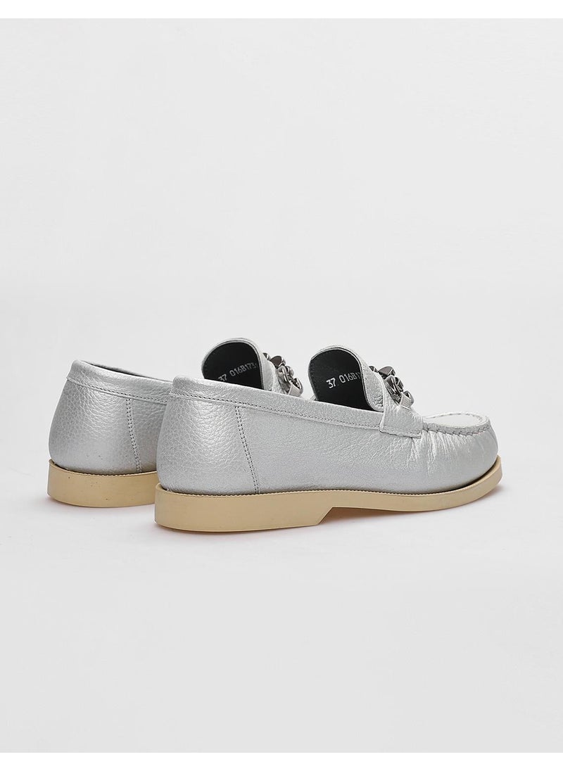 Leather Gray Buckle Women's Casual Shoes