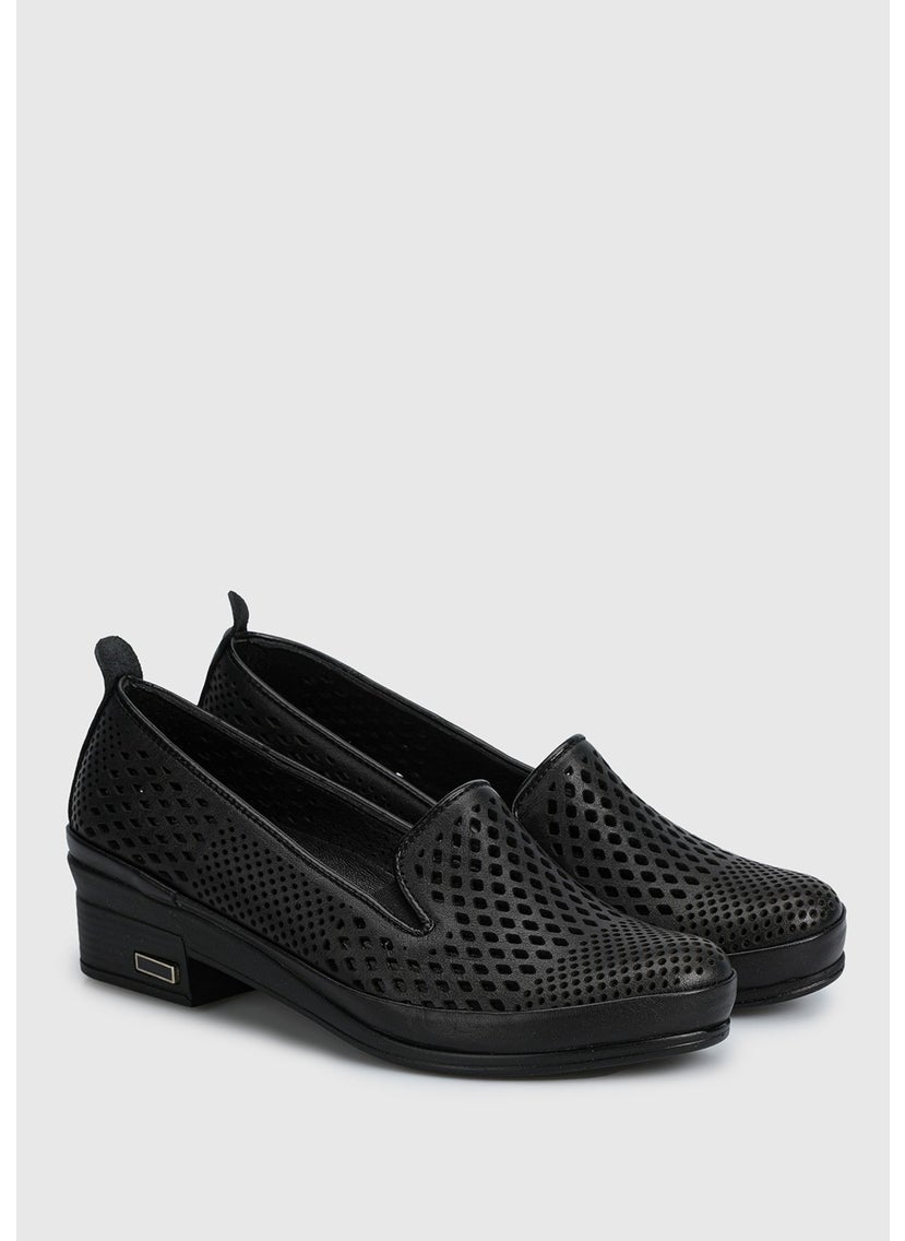 Black Leather Women's Shoes