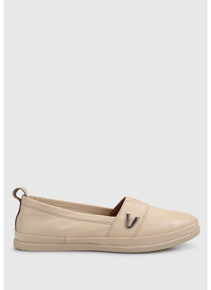 Beige Leather Women's Shoes