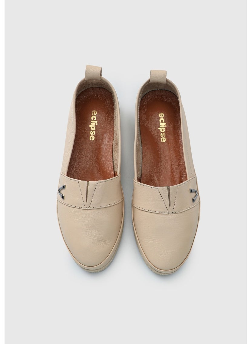 Beige Leather Women's Shoes