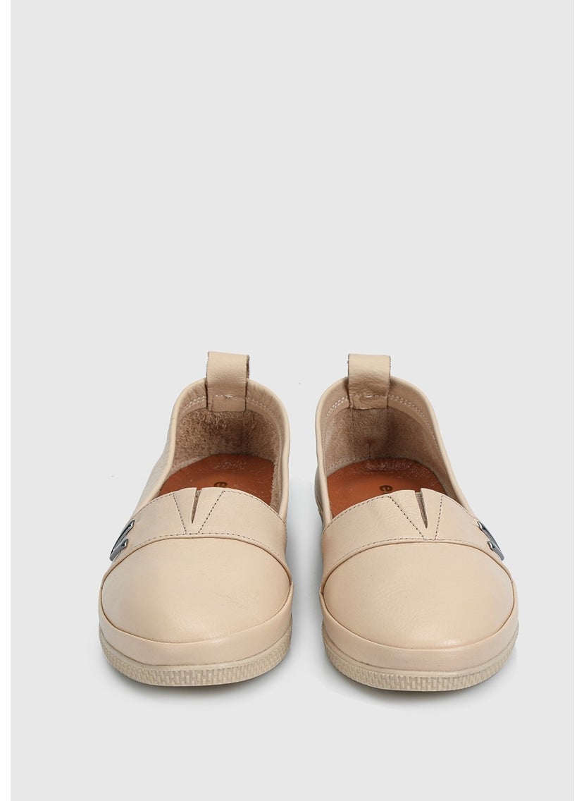 Beige Leather Women's Shoes