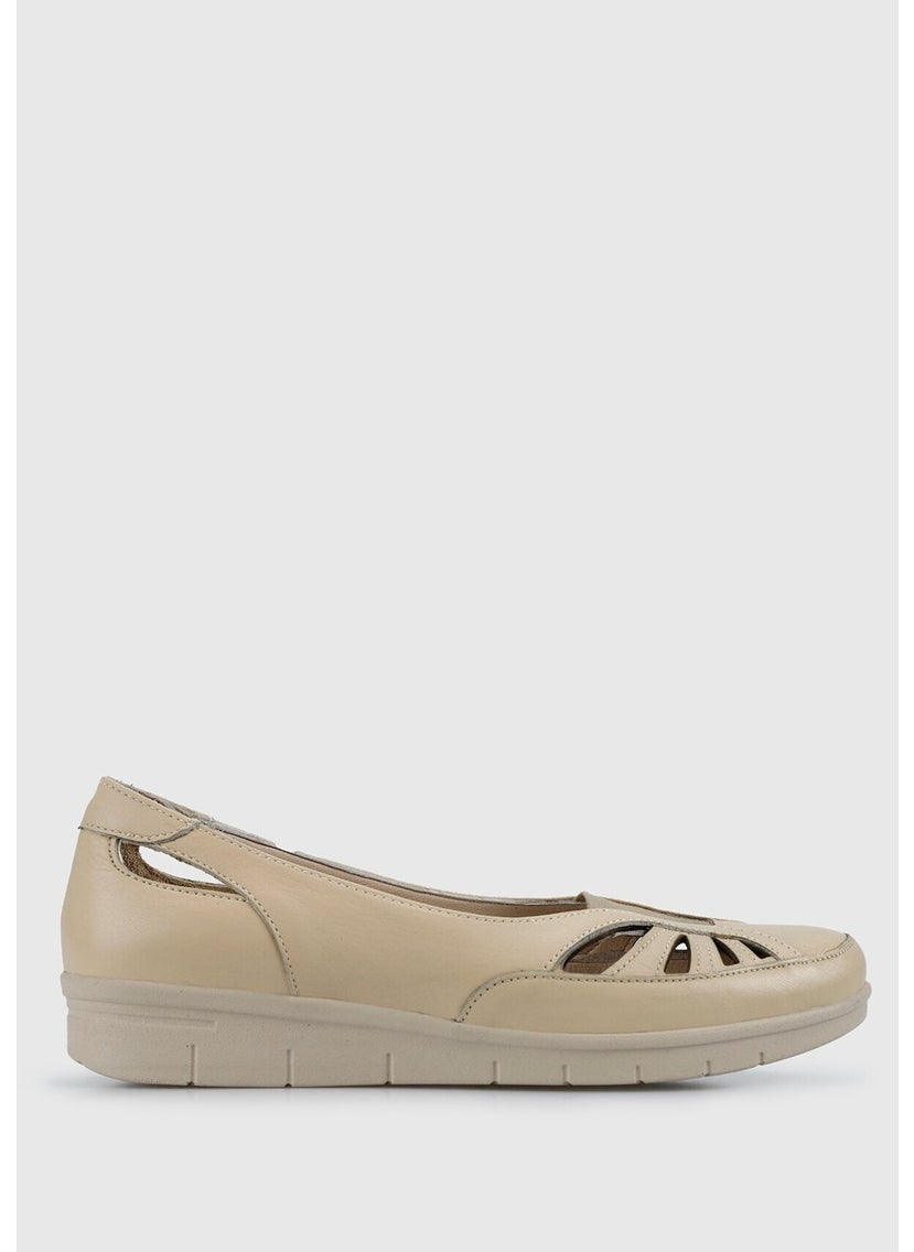 Beige Leather Women's Shoes