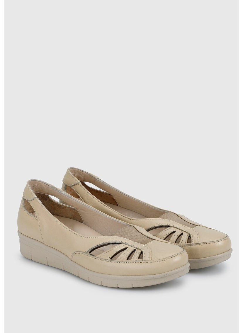 Beige Leather Women's Shoes