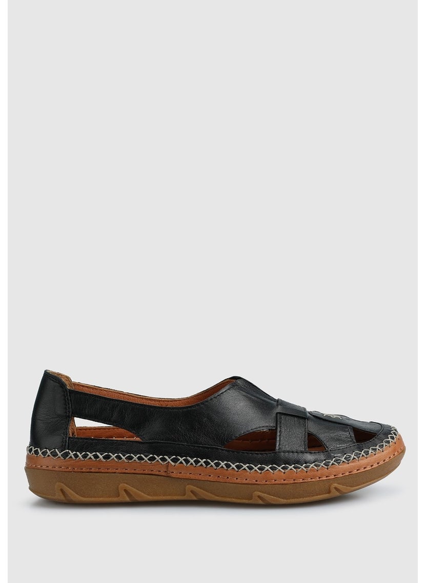 Black Leather Women's Shoes