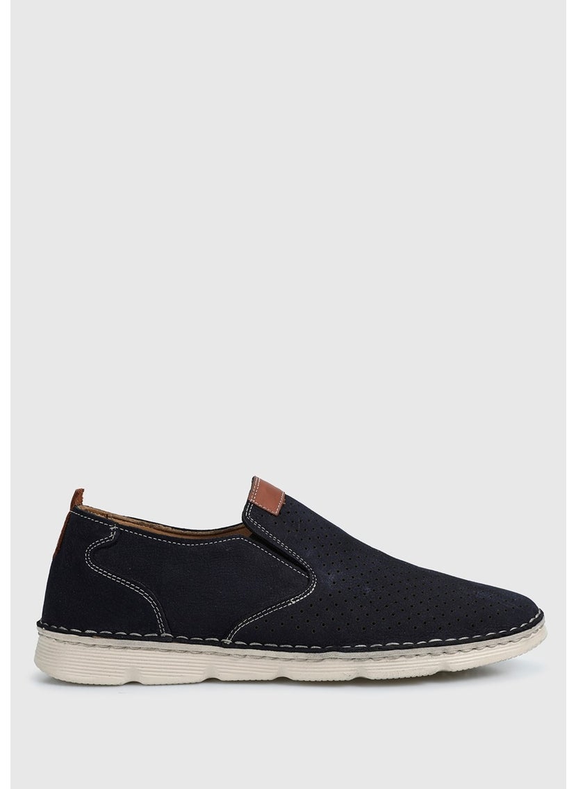 Navy Blue Leather Men's Shoes