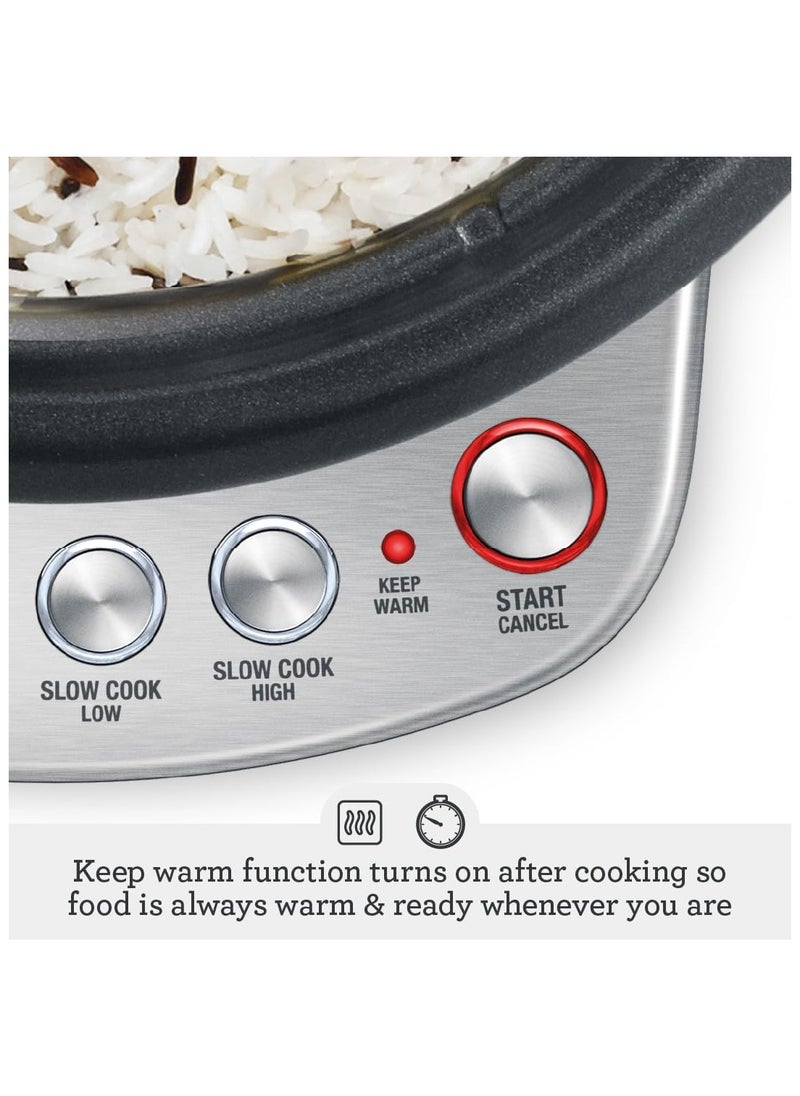 The Risotto Plus - Multi Cooker with Stir Free Risotto, Brushed Stainless Steel - UAE Version, 2 Year Manufacturer Warranty