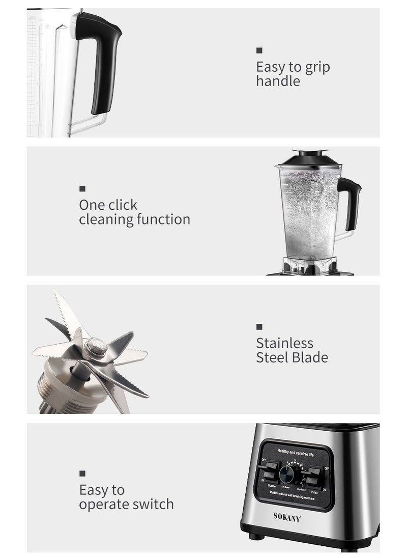 2.5L 1000W High-Speed Blender with 9-Speed Control – UK-Plug Food Mixer & Ice-Crushing Powerhouse for Home and Business