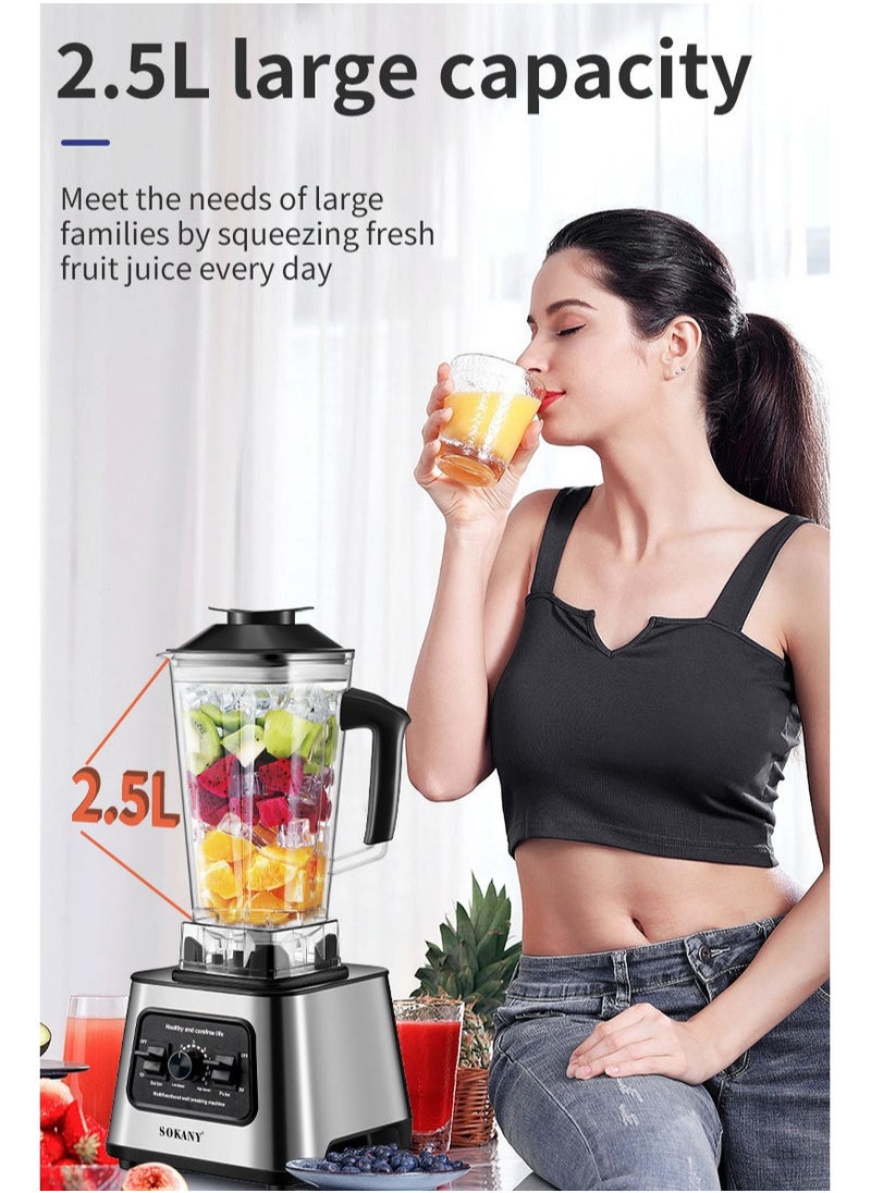2.5L 1000W High-Speed Blender with 9-Speed Control – UK-Plug Food Mixer & Ice-Crushing Powerhouse for Home and Business