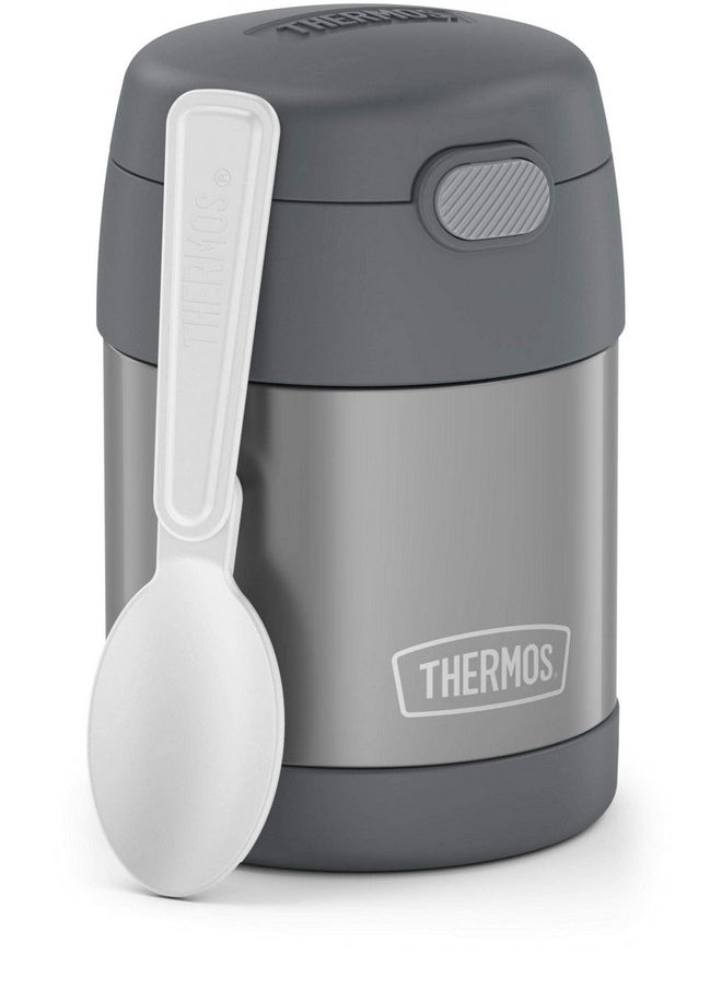 THERMOS FUNTAINER 10 Ounce Stainless Steel Vacuum Insulated Kids Food Jar with Folding Spoon, Grey