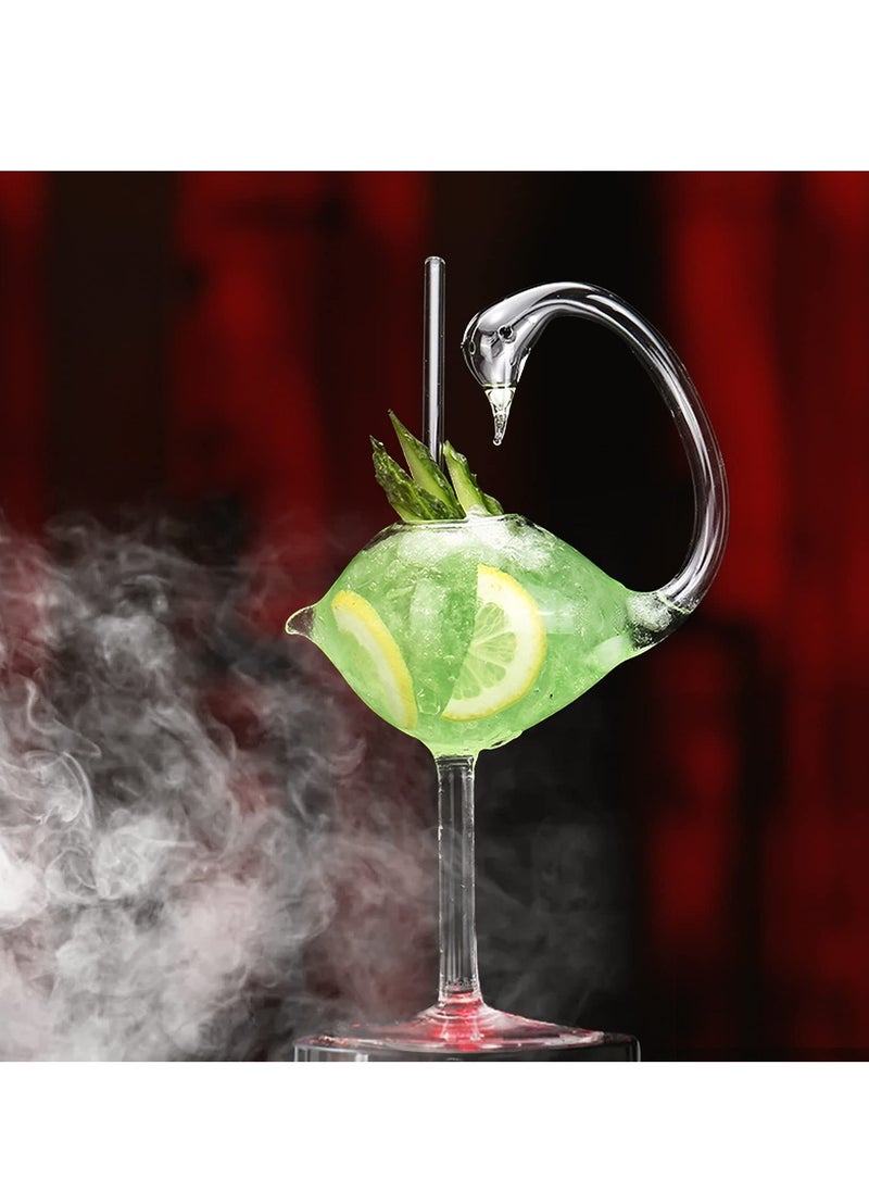1 Set Cocktail Wine Glass 6oz/175ml Unique Champagne Coupe Glass Swan Shape Martini Goblet Cups