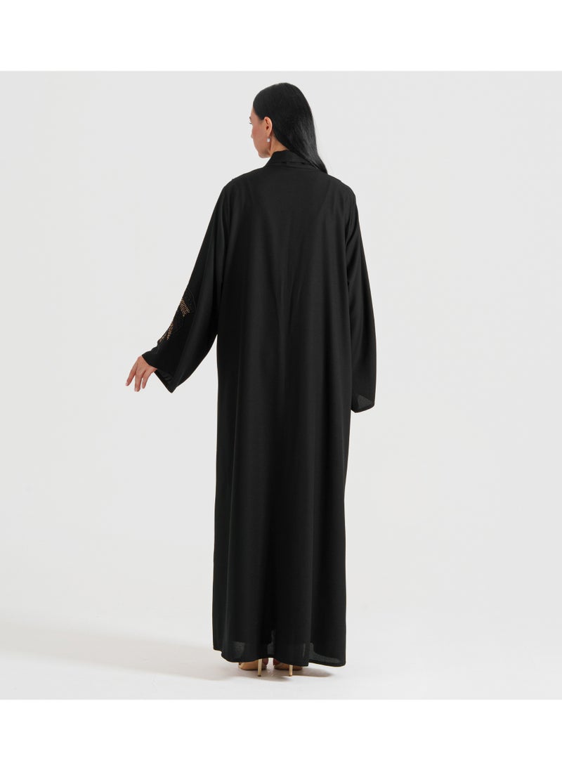 Abaya with Leaves dantil embroidery Cutting