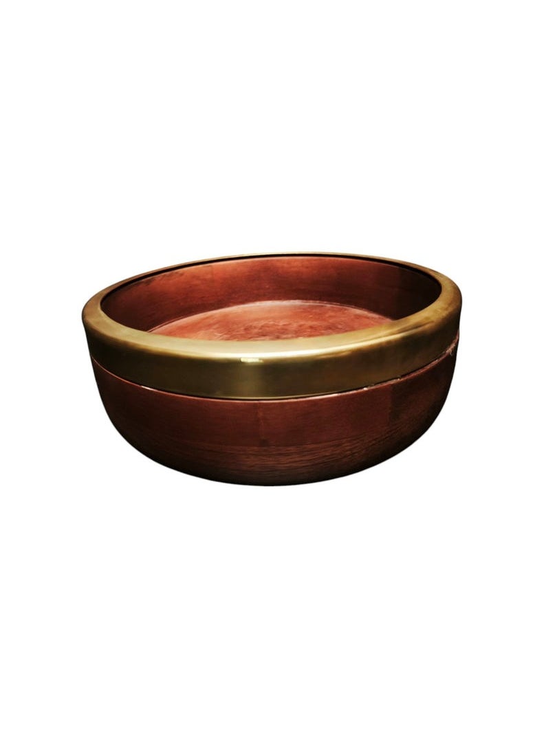 AKDC Wooden Serving Bowl Round 6460L Gold Line 25cm