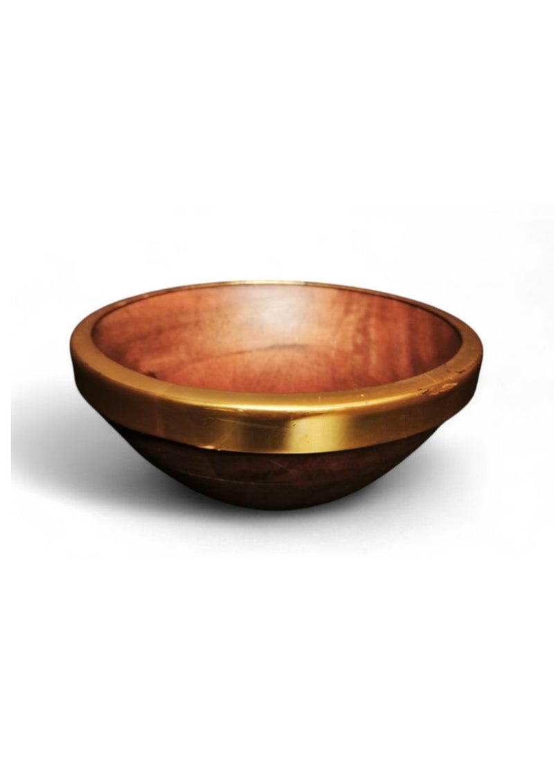 AKDC Wooden Serving Bowl 6463B Gold Line 25cm Success
