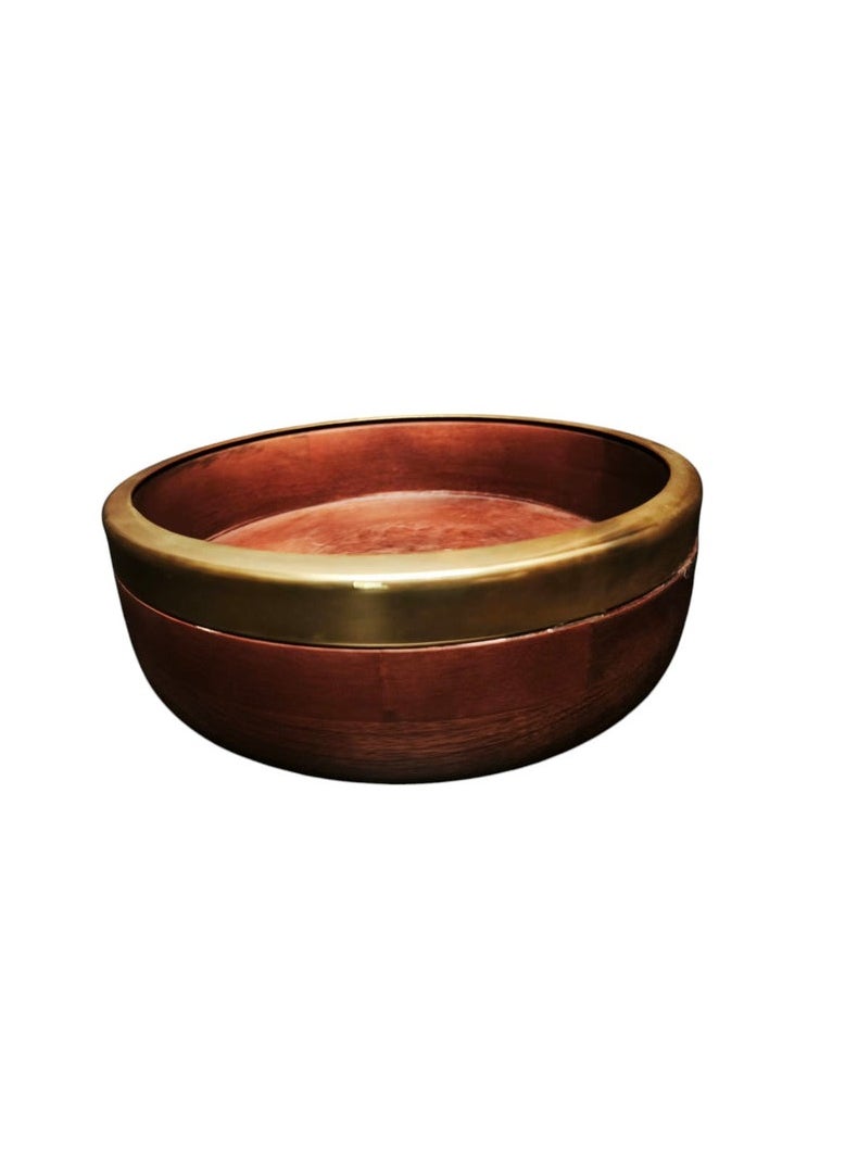 Wooden AKDC Serving Bowl Round 6460M Gold Line 20cm