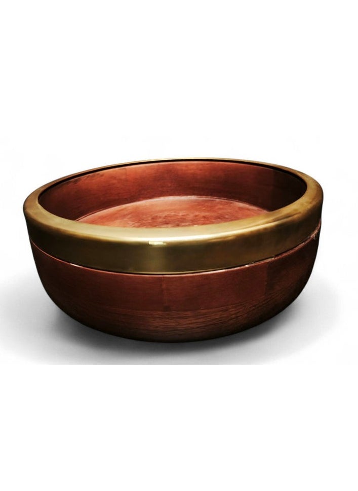 Wooden AKDC Serving Bowl Round 6460M Gold Line 20cm