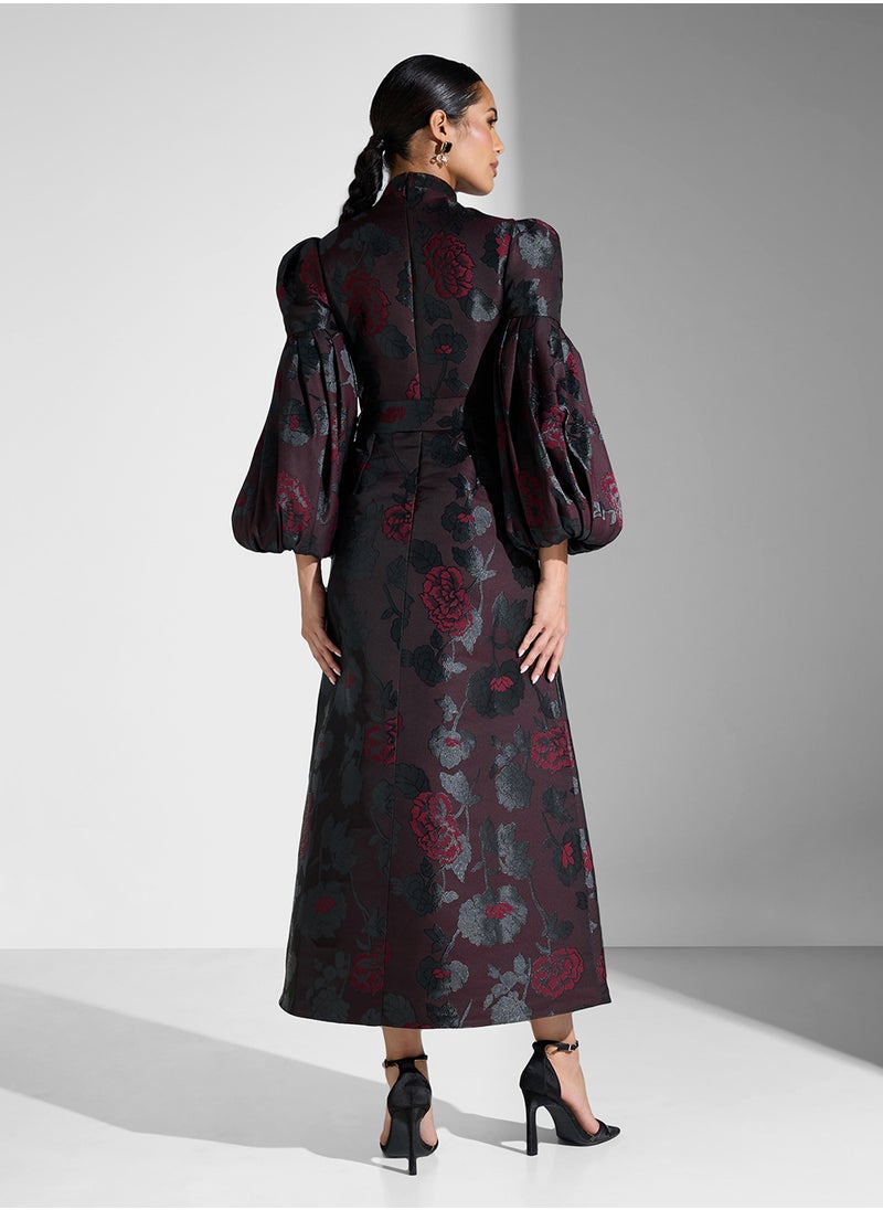 puff sleeve maxi dress