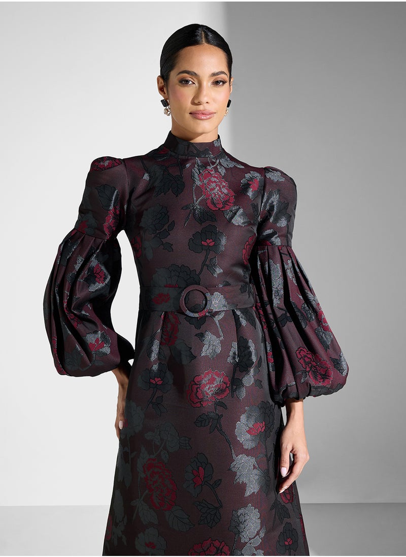 puff sleeve maxi dress