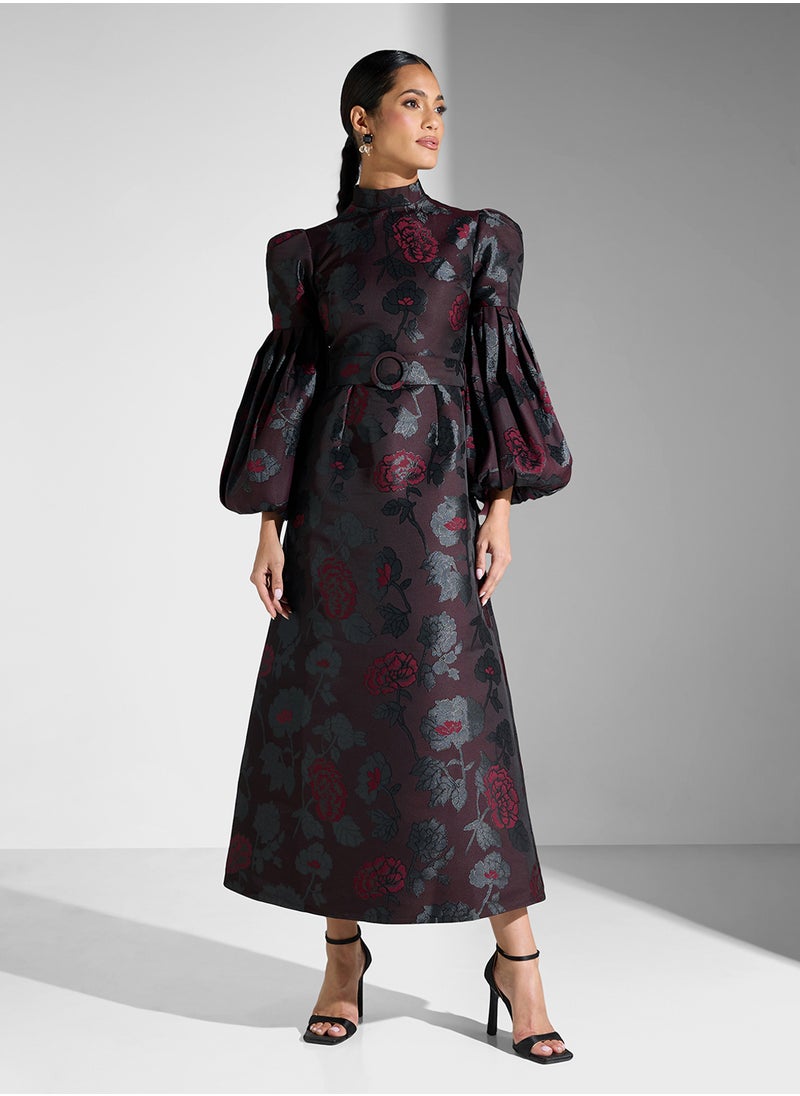 puff sleeve maxi dress