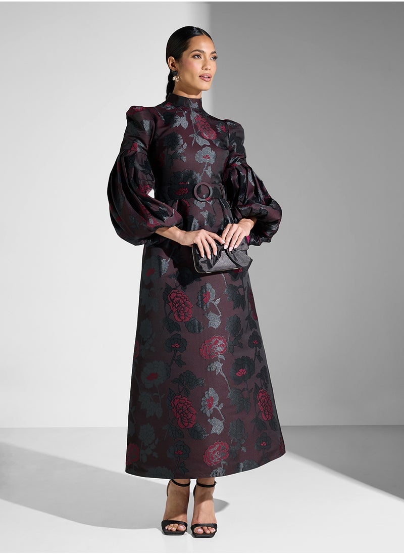 puff sleeve maxi dress
