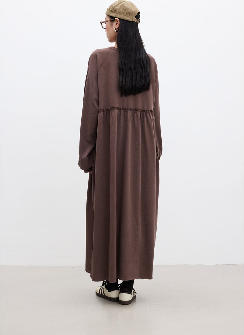 Oversized Gathered Dress Brown