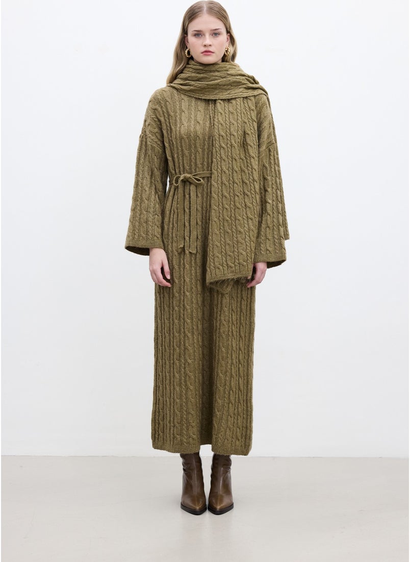 Hair Knitted Sweater Dress Earth