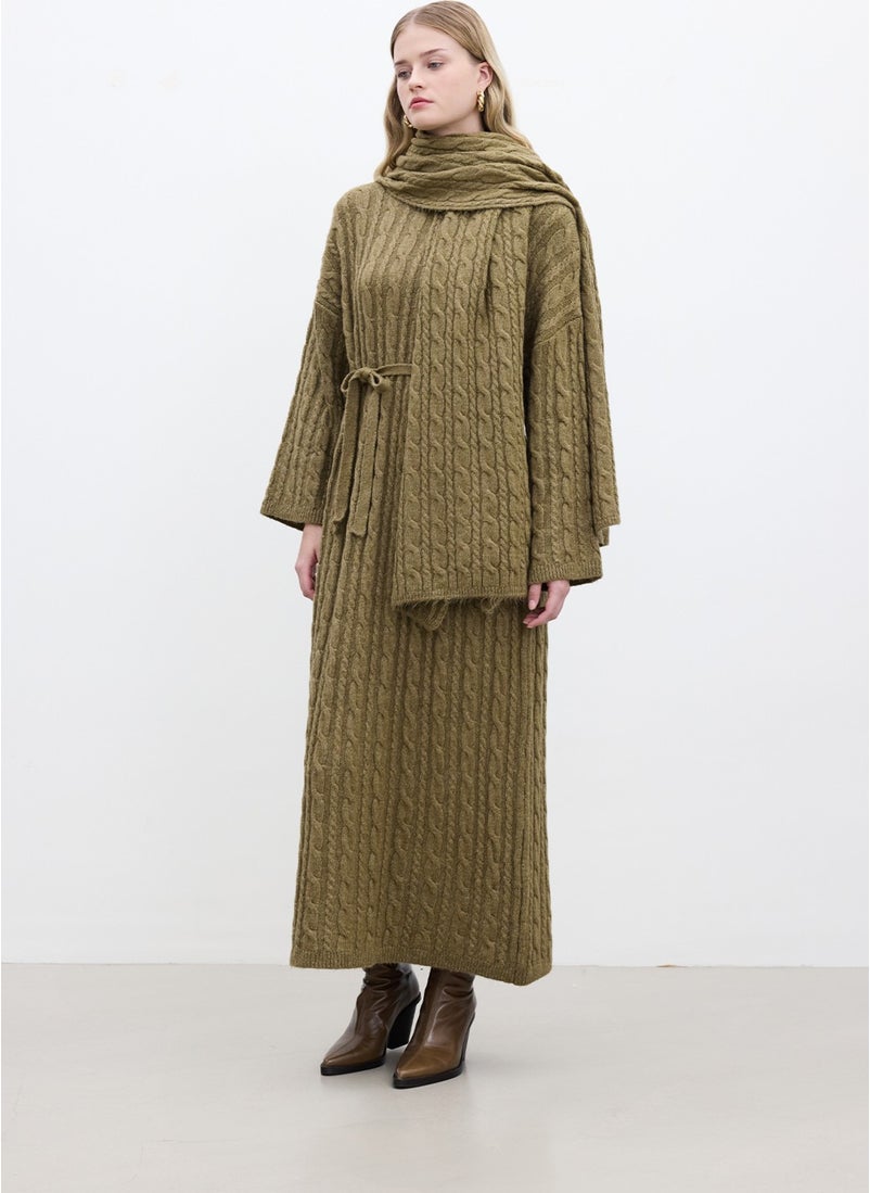 Hair Knitted Sweater Dress Earth