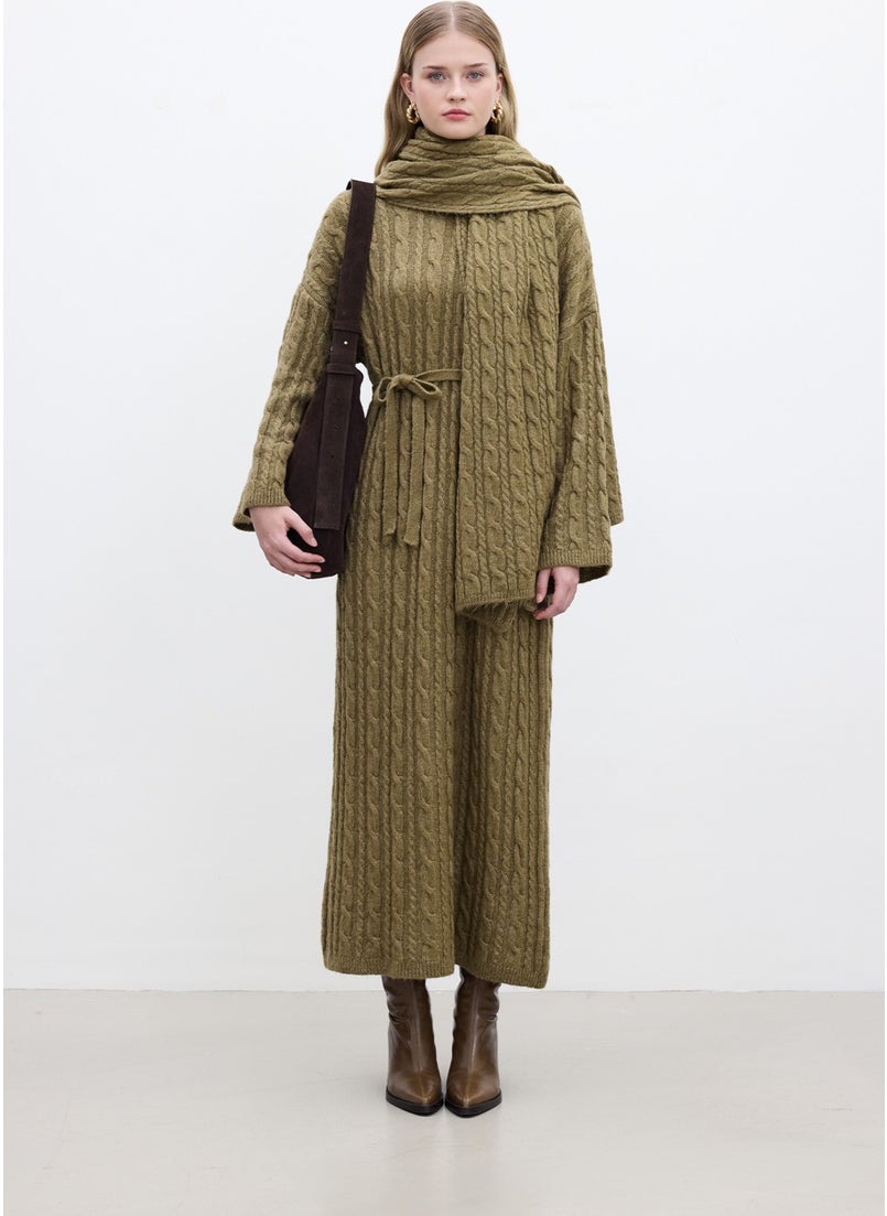 Hair Knitted Sweater Dress Earth