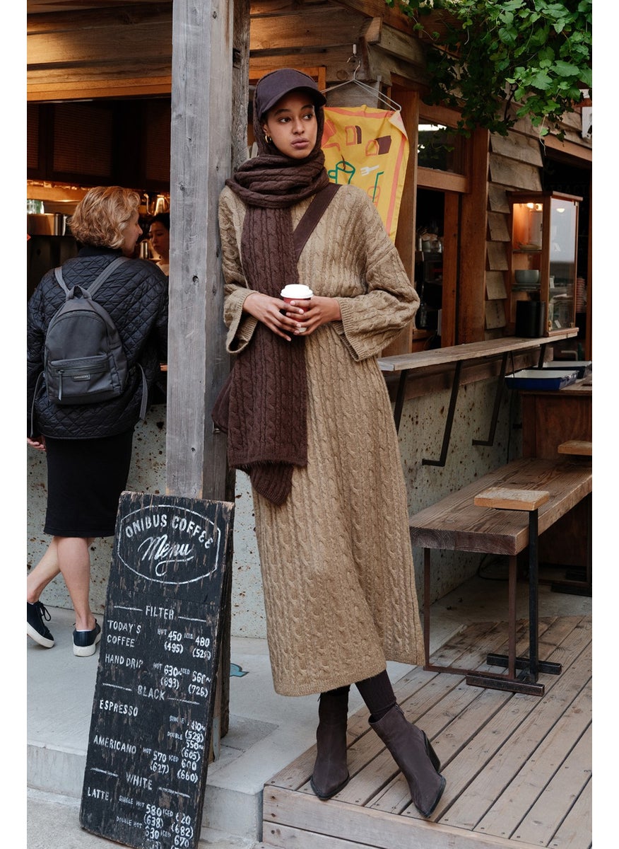 Hair Knitted Sweater Dress Earth