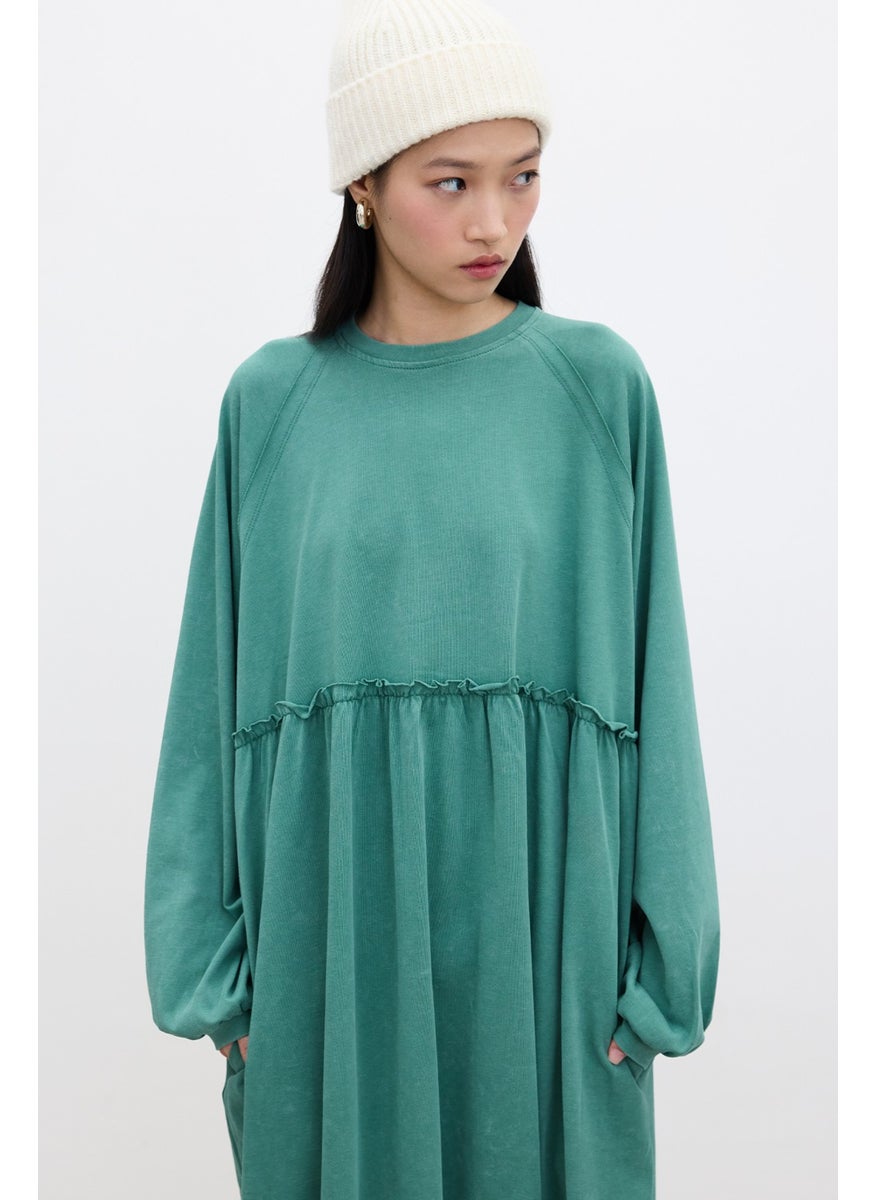Oversized Gathered Dress Green