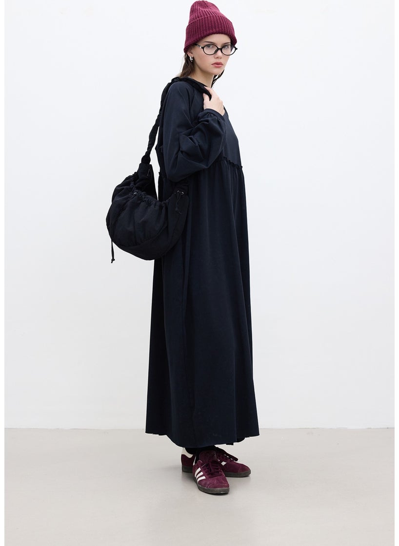 Oversized Gathered Dress Black