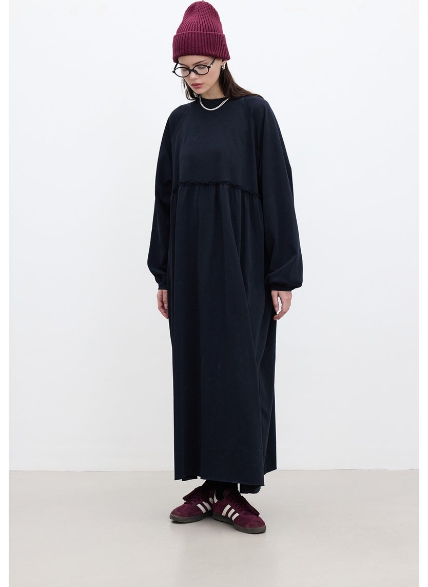 Oversized Gathered Dress Black