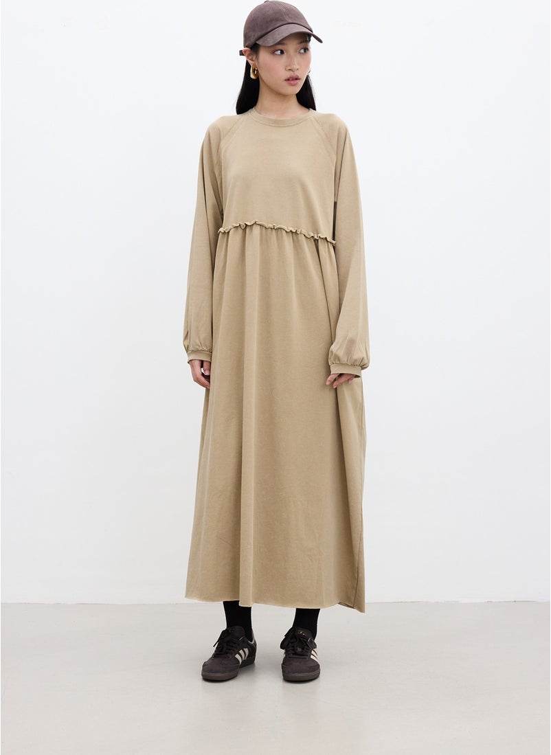 Oversized Gathered Dress Camel