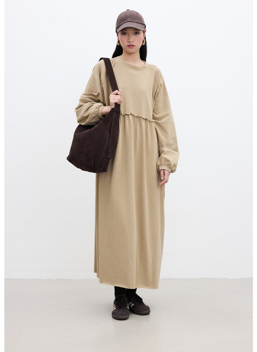 Oversized Gathered Dress Camel