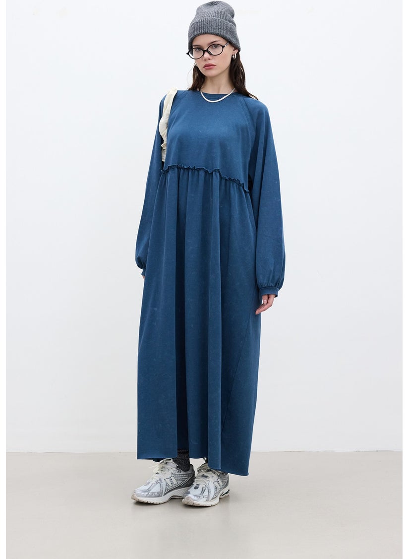 Oversize Pleated Dress Indigo