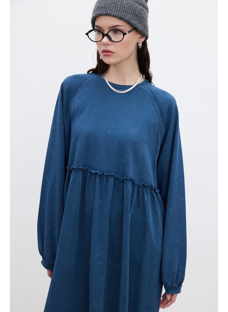 Oversize Pleated Dress Indigo