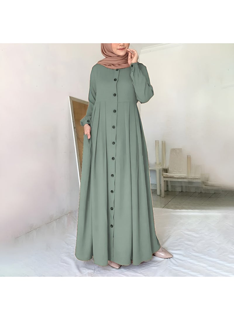 Linen Daily Summer Full Length Hijab Women's Dress LN391HAKI7