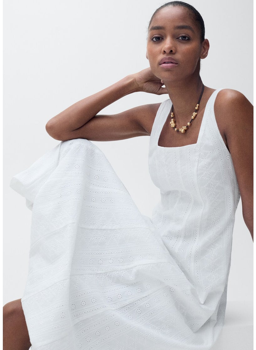 Puffed Hem Embroidered Dress
