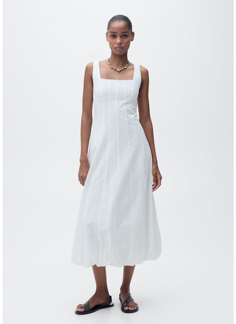 Puffed Hem Embroidered Dress