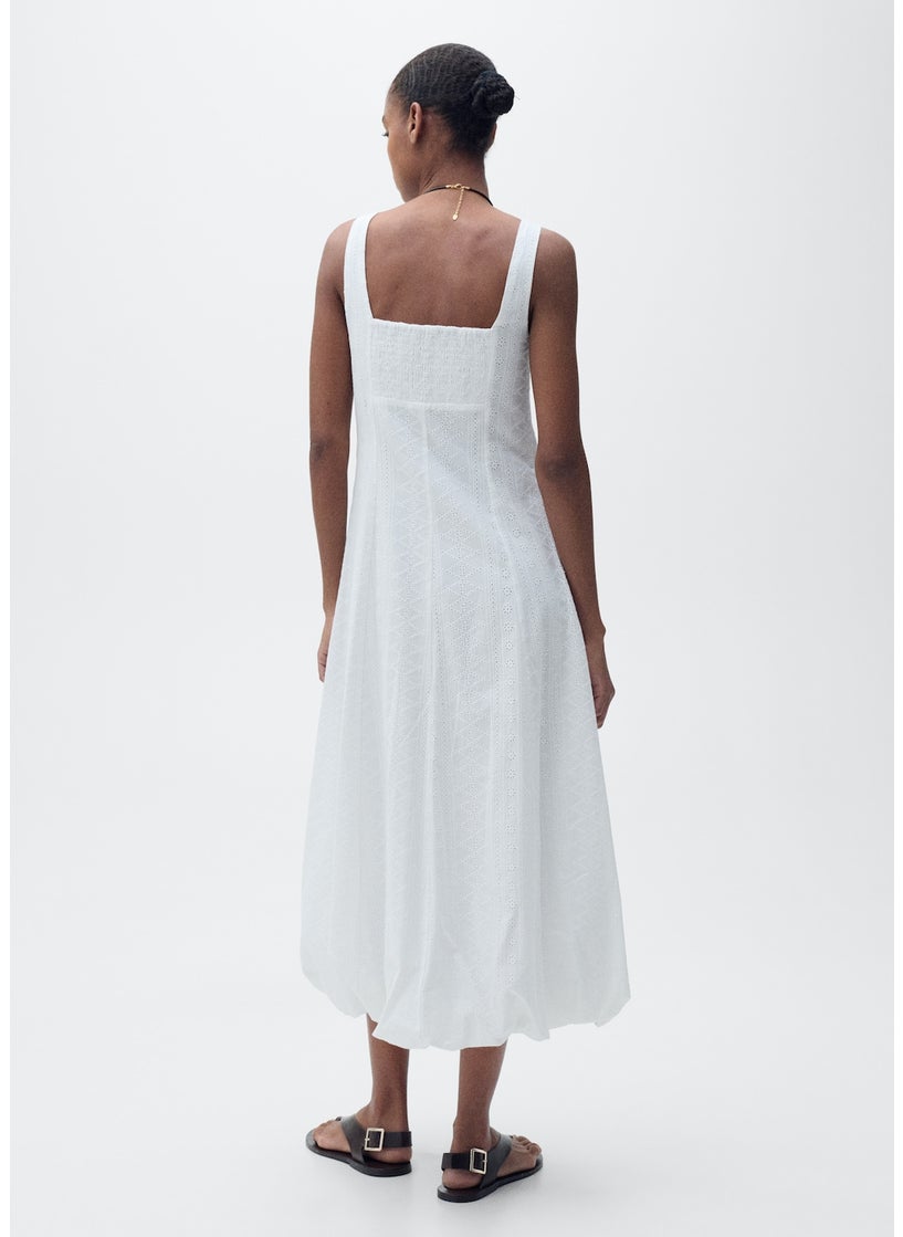 Puffed Hem Embroidered Dress