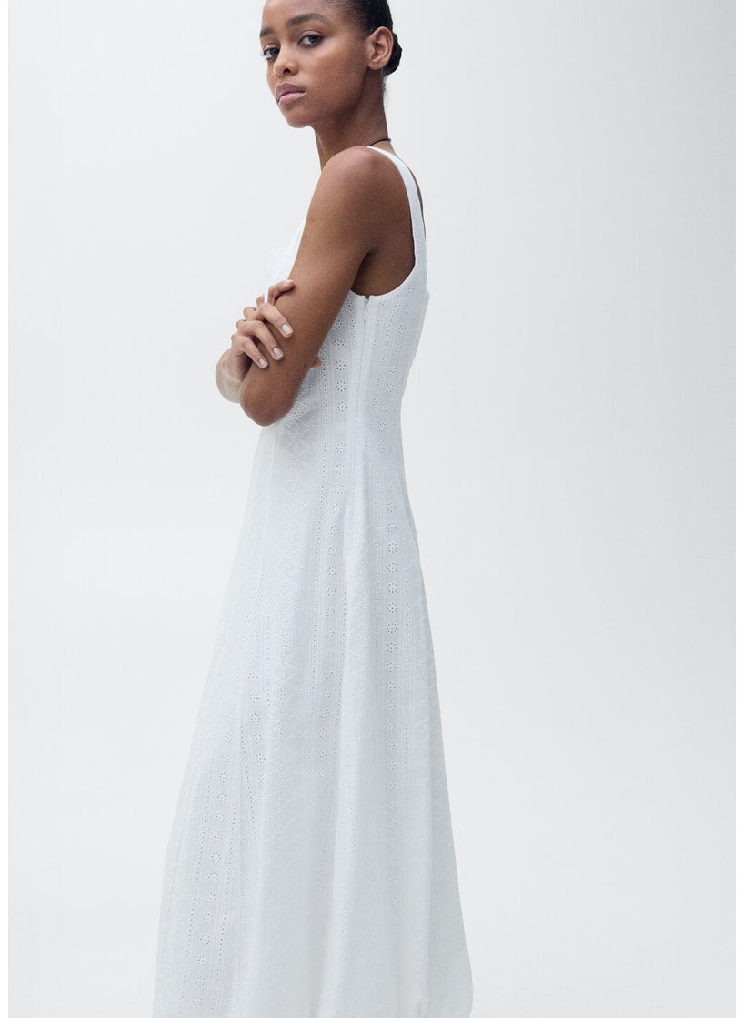 Puffed Hem Embroidered Dress